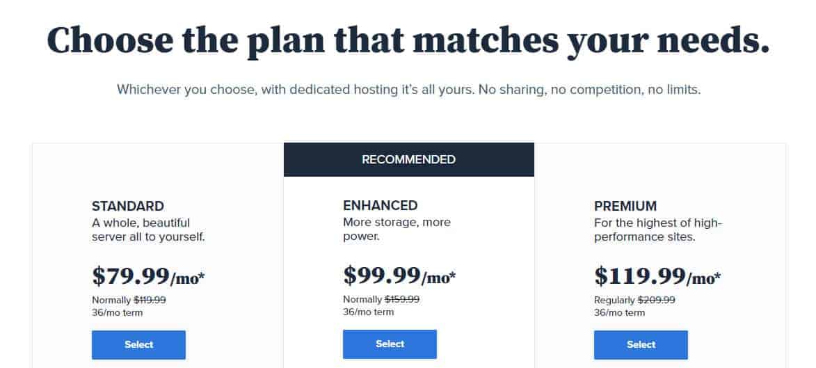 Bluehost dedicated hosting