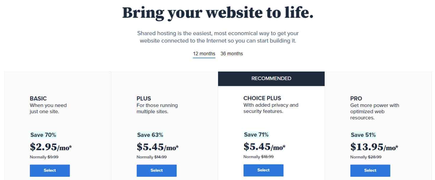 Bluehost Shared Hosting