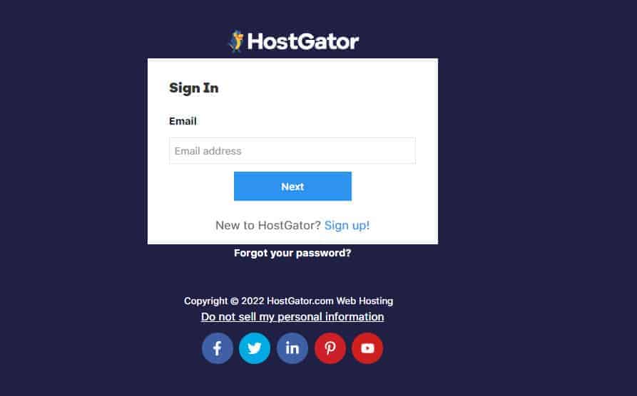 hostgator log in