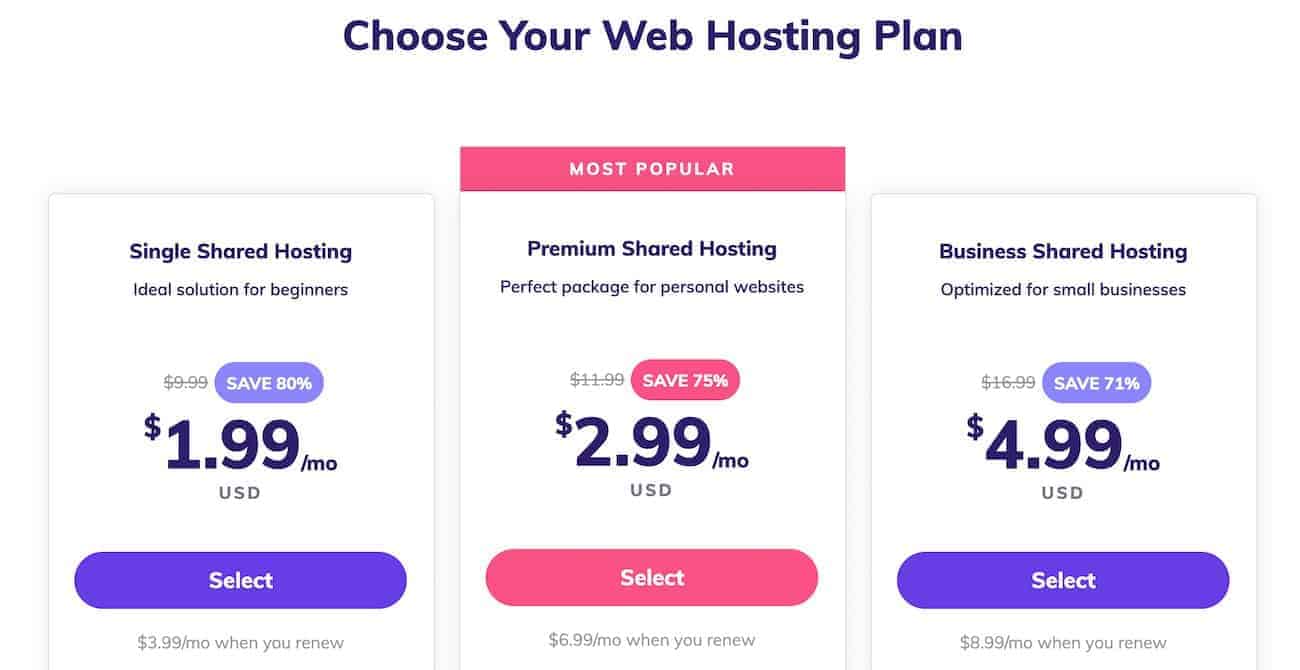 Hostinger Web Hosting Plan