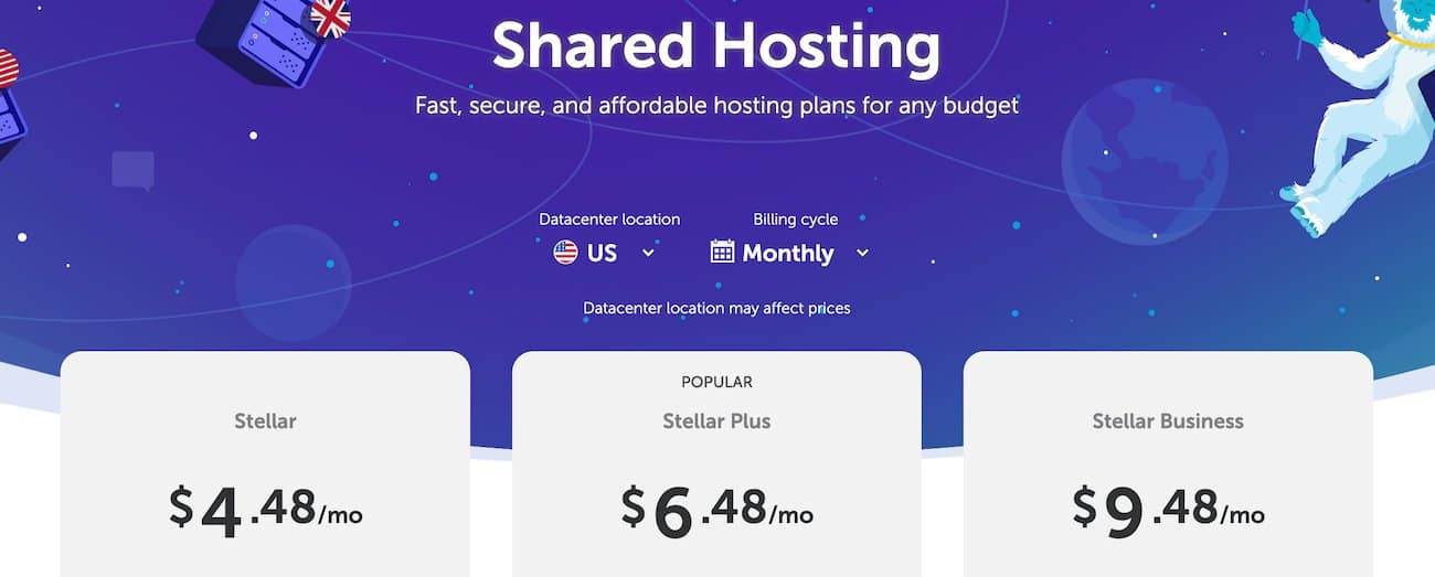 Shared web hosting plans