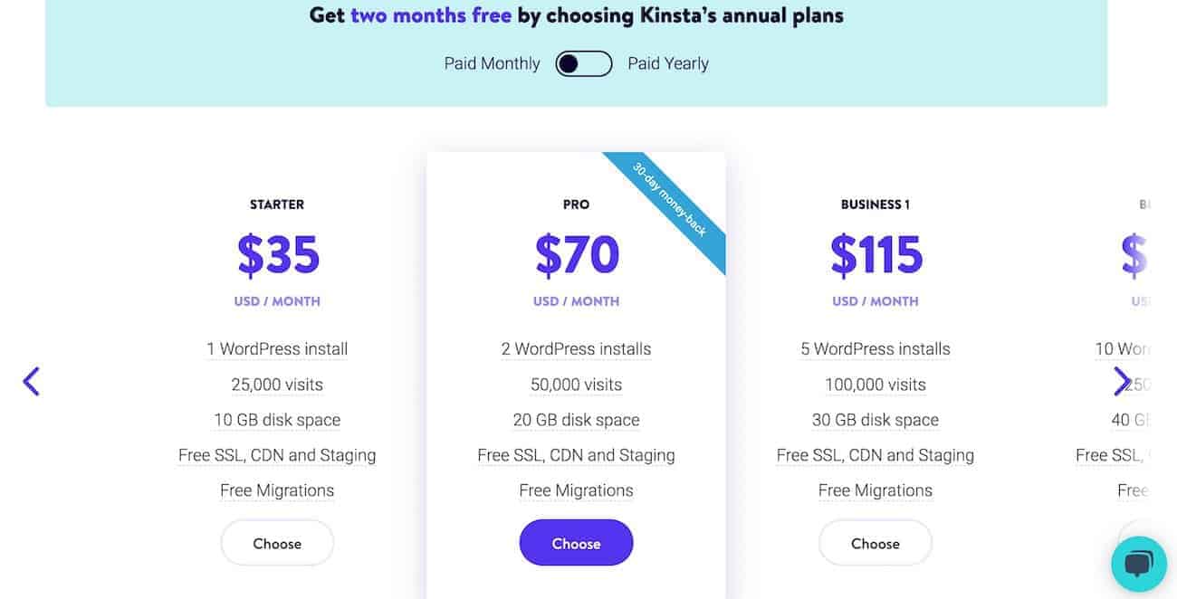 Kinsta Pricing Plans